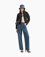Armani Exchange - Relaxed fit jeans with allover ASV logo, Woman, Blue, Size: 24_R