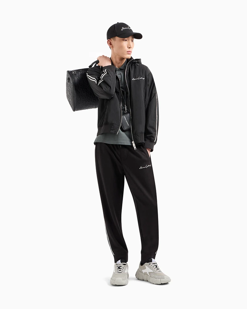 Armani Exchange - Full zip jacket with contrasting bands, Man, Black, Size: