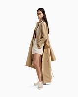 Armani Exchange - Trench coat with belt shiny fabric, Woman, Camel, Size: