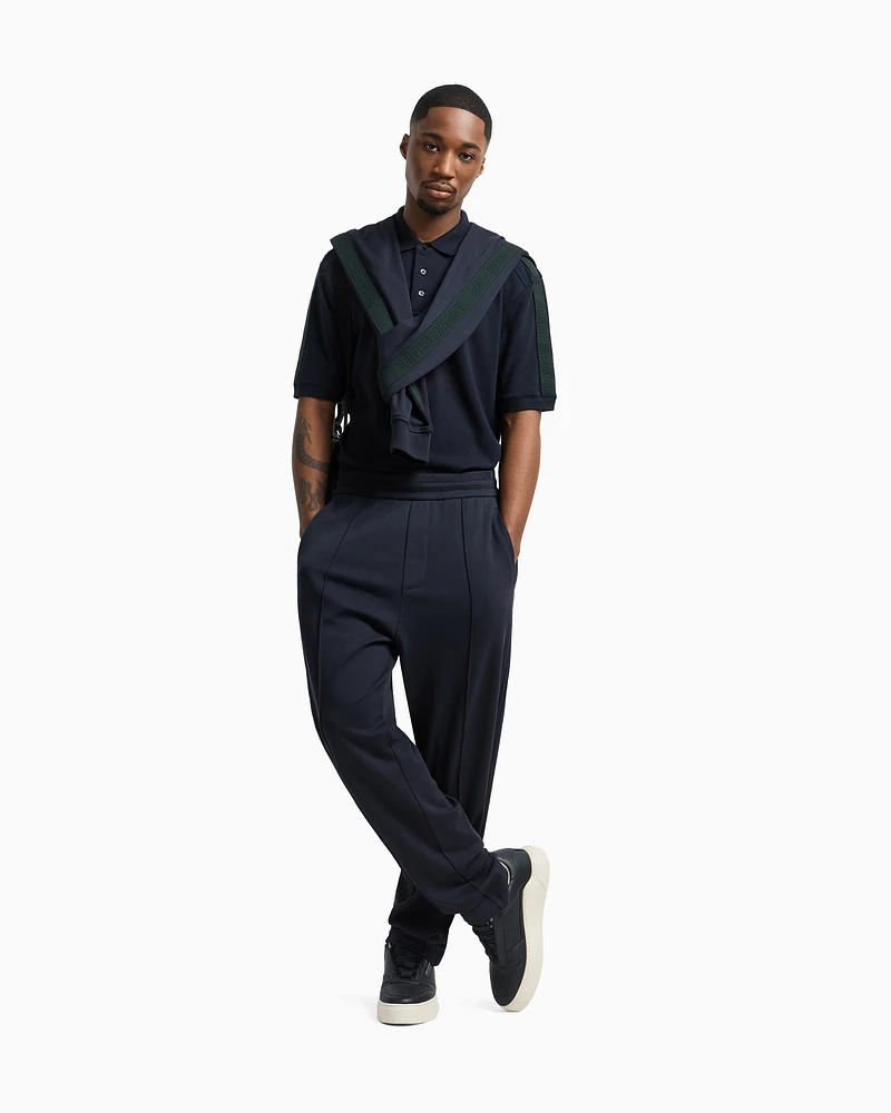 Armani Exchange - Regular fit trousers with contrasting band, Man, Navy Blue, Size: