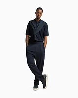 Armani Exchange - Regular fit trousers with contrasting band, Man, Navy Blue, Size: