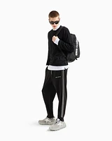 Armani Exchange - Wool blend crew neck sweater with chest logo, Man, Black, Size: