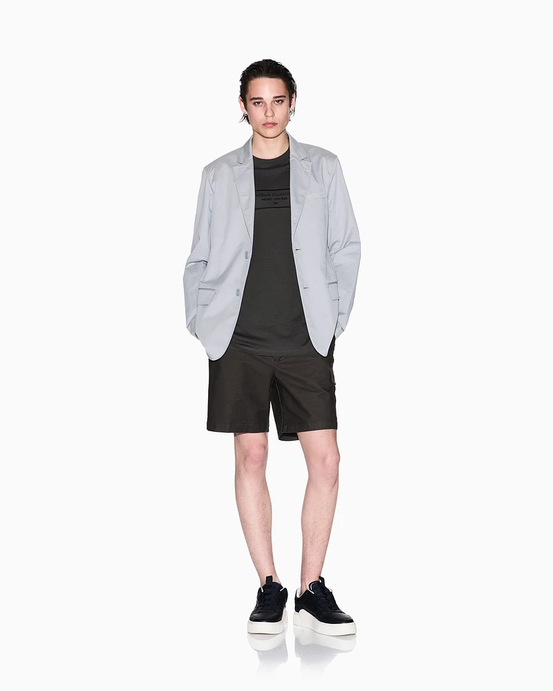 Armani Exchange - Single-breasted cotton twill jacket, Man, Grey, Size:
