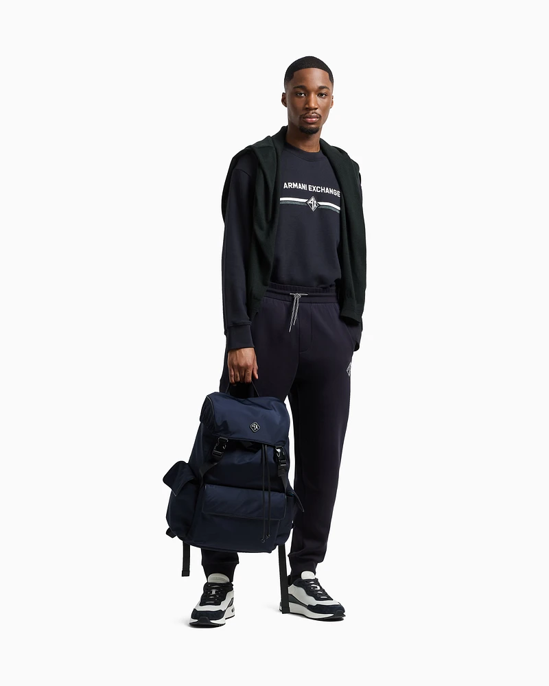 Armani Exchange - Crewneck sweatshirt with logo print on the chest, Man, Navy Blue, Size: