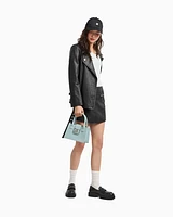 Armani Exchange - Used effect leather mini skirt, Woman, Black, Size: