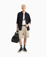 Armani Exchange - Regular fit seersucker shirt, Man, Navy Blue, Size: