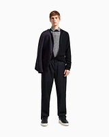 Armani Exchange - Full zip cardigan cotton and wool blend with ribs, Man, Navy Blue, Size: