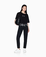 Armani Exchange - Boyfriend jeans stiff cotton with used effect, Woman, Black, Size: