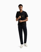 Armani Exchange - Regular fit T-shirt with rhinestone logo, Man, Black, Size: