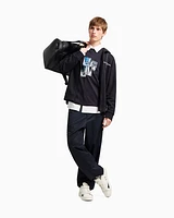 Armani Exchange - Zip-up hoodie with Milan/New York print on the back, Man, Navy Blue, Size: