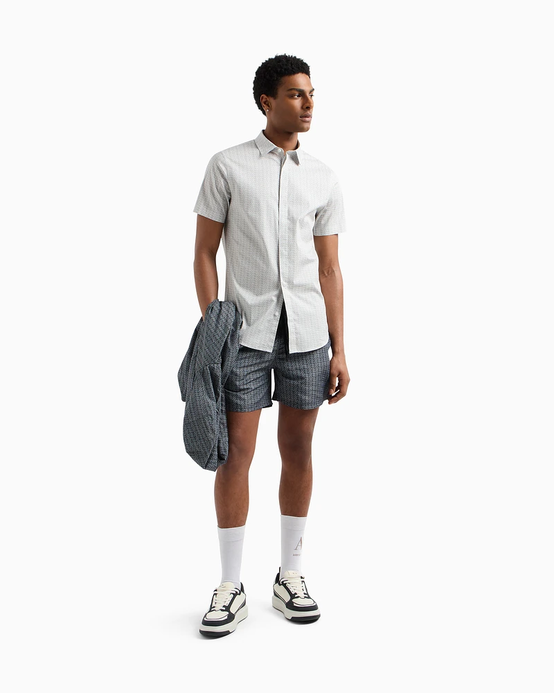 Armani Exchange - Slim fit short sleeve shirt, Man, White, Size:
