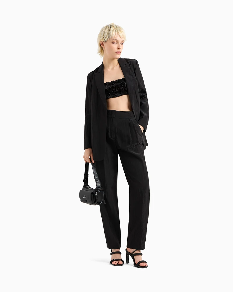 Armani Exchange - Open jacket flowing fabric, Woman, Black, Size: