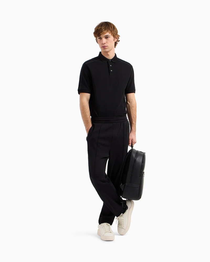 Armani Exchange - Regular fit piquet polo with shoulder bands, Man, Black, Size: