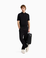 Armani Exchange - Regular fit piquet polo with shoulder bands, Man, Black, Size: