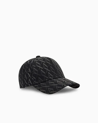 Armani Exchange - Visor cap with allover logo, Man, Black, Size: TU