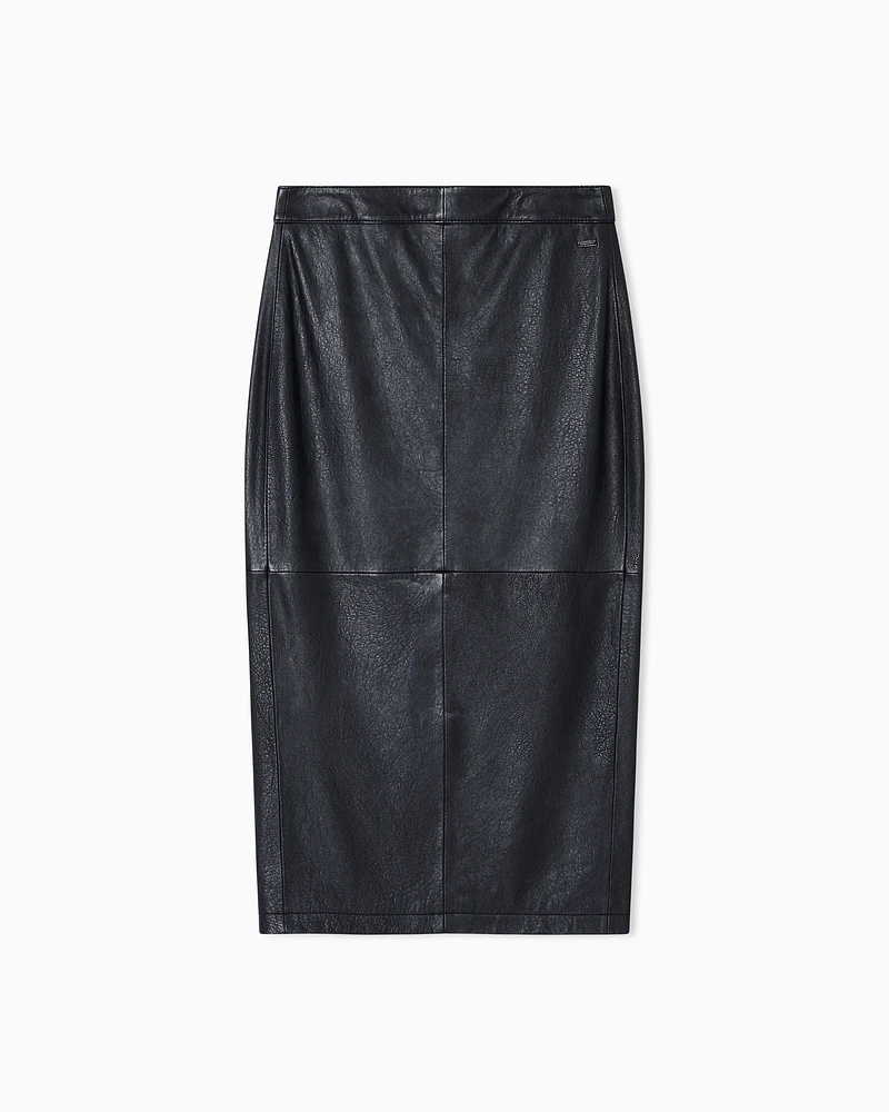 Armani Exchange - Leather longuette skirt, Woman, Black, Size: