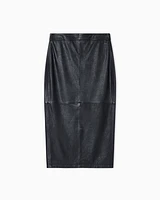 Armani Exchange - Leather longuette skirt, Woman, Black, Size: