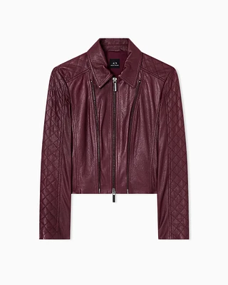 Armani Exchange - Leather jacket with quilted sleeves, Woman, Burgundy, Size: