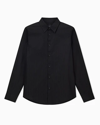 Armani Exchange - Regular fit cotton jacquard shirt, Man, Black, Size: