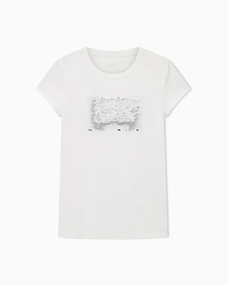 Armani Exchange - Slim fit T-shirt stretch cotton jersey, Woman, White, Size: