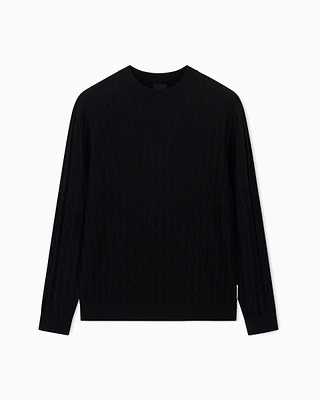 Armani Exchange - Wave-worked crew neck sweater, Man, Black, Size: