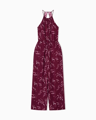 Armani Exchange - Chiffon jumpsuit with foliage print, Woman, Patterned, Size: