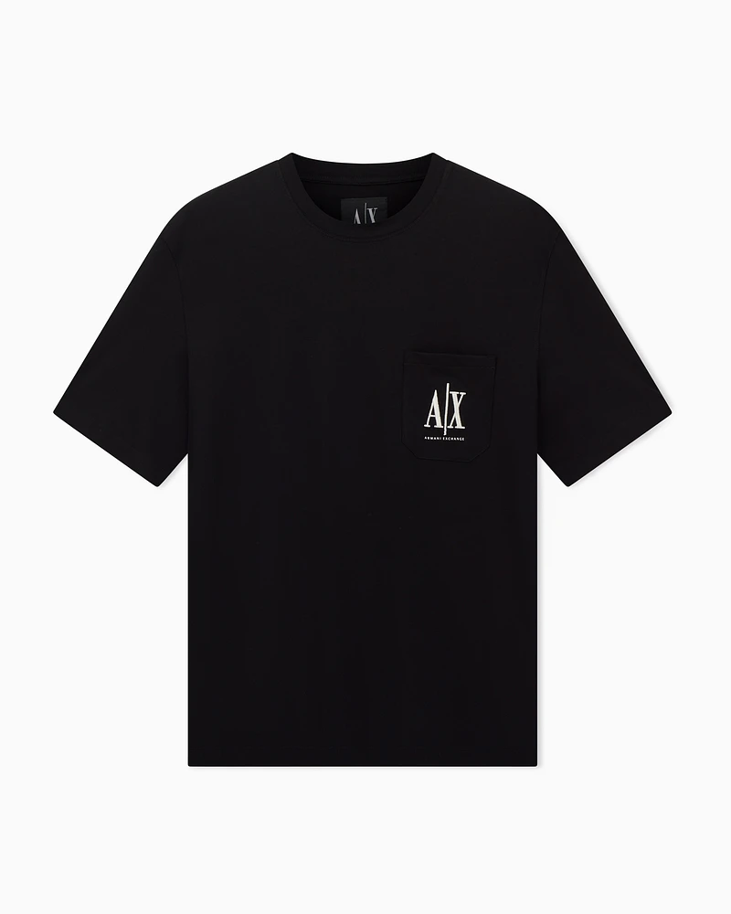 Armani Exchange - Regular fit T-shirt with pocket and logo, Man, Black, Size: