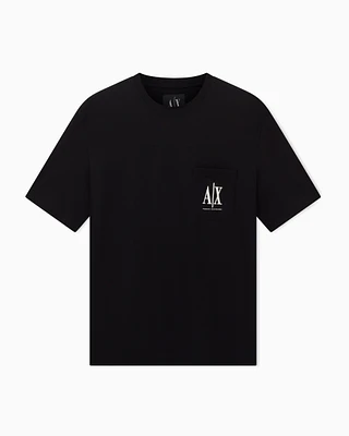 Armani Exchange - Regular fit T-shirt with pocket and logo, Man, Black, Size: