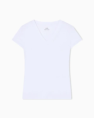 Armani Exchange -  Slim fit T-shirt with logo, Woman, White, Size: