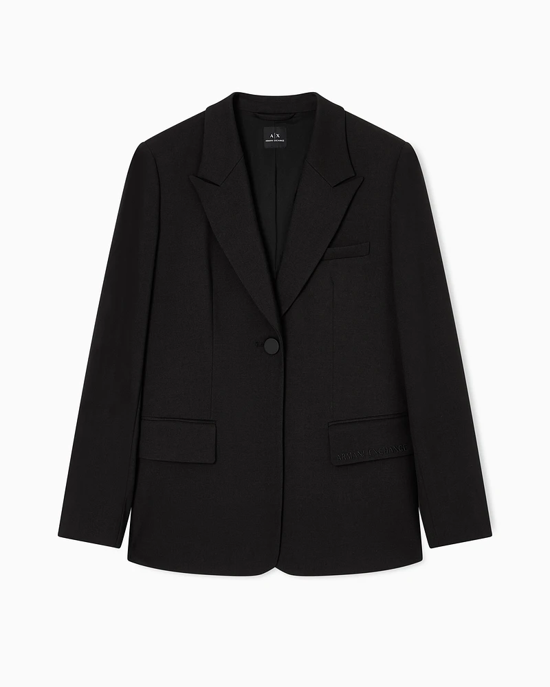 Armani Exchange - Single breasted jacket with one button, Woman, Black, Size: