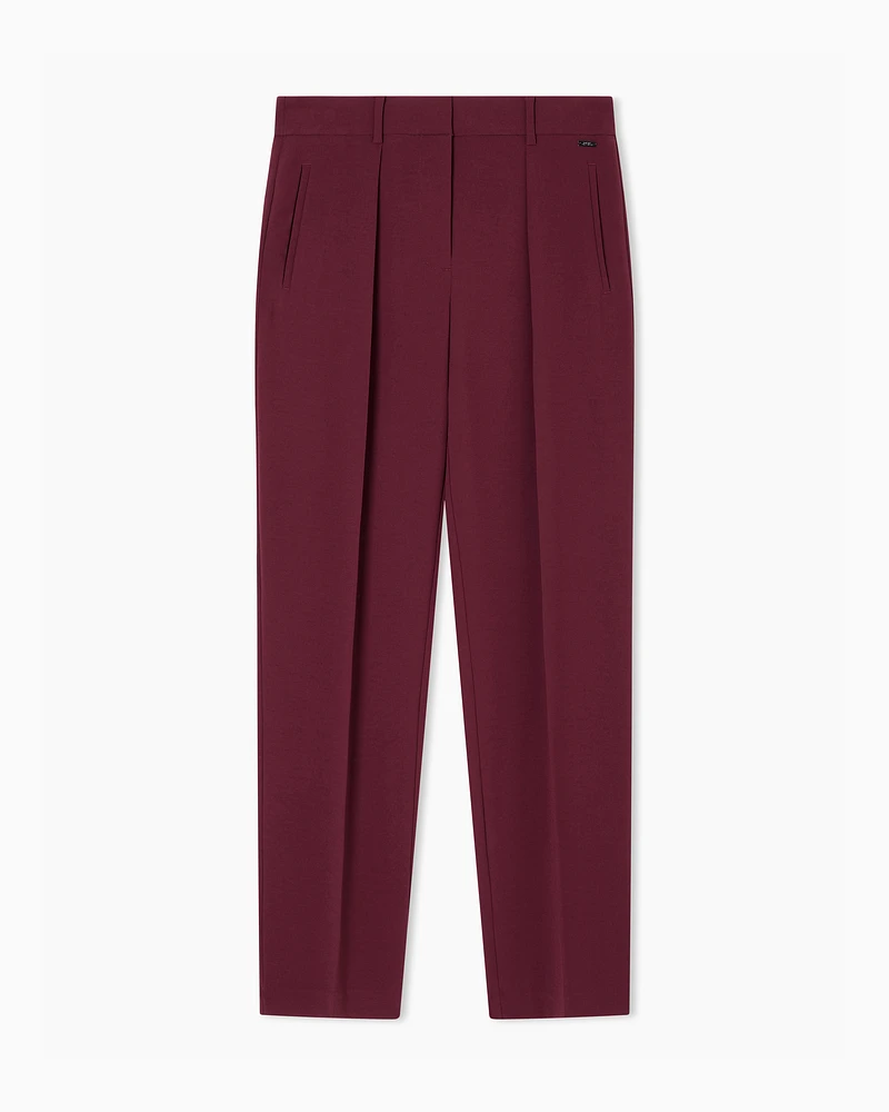 Armani Exchange - Trousers with pleats flowing fabric, Woman, Burgundy, Size: