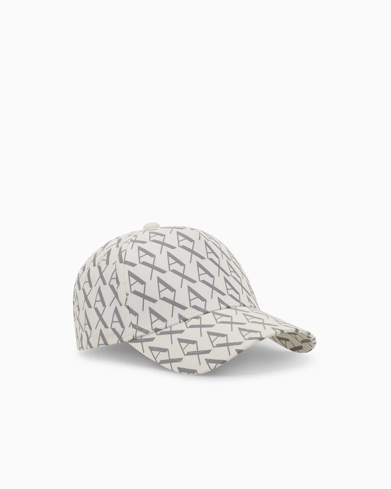 Armani Exchange - Visor cap with allover logo, Man, White, Size: TU
