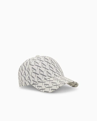 Armani Exchange - Visor cap with allover logo, Man, White, Size: TU