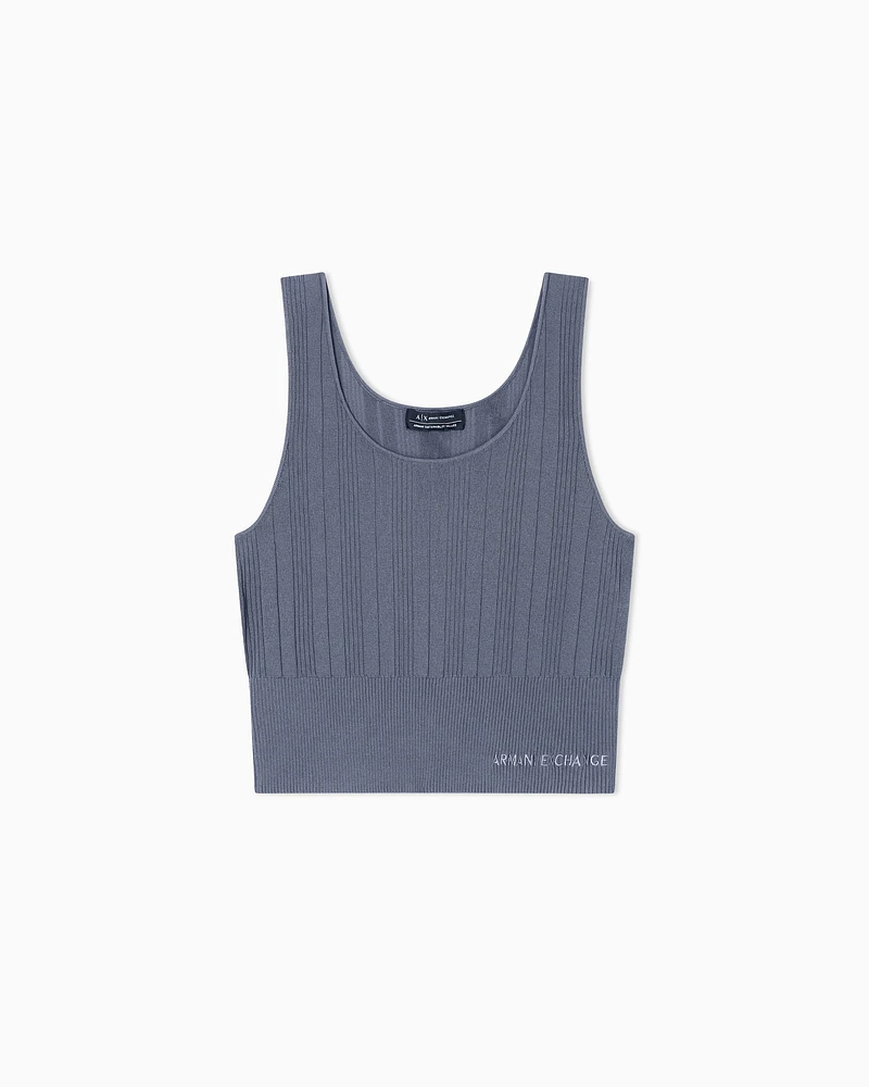 Armani Exchange - Wide ribbed top, Woman, Grey, Size: