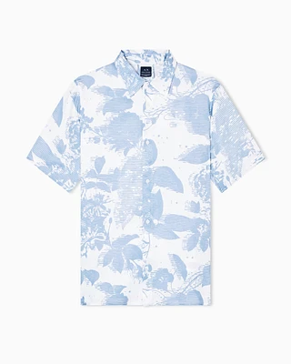 Armani Exchange - Patterned short-sleeved shirt, Man, Light_blue, Size: