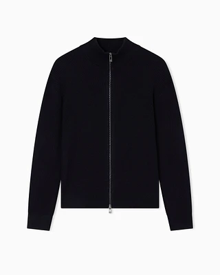 Armani Exchange - Full zip ribbed cardigan, Man, Navy Blue, Size: