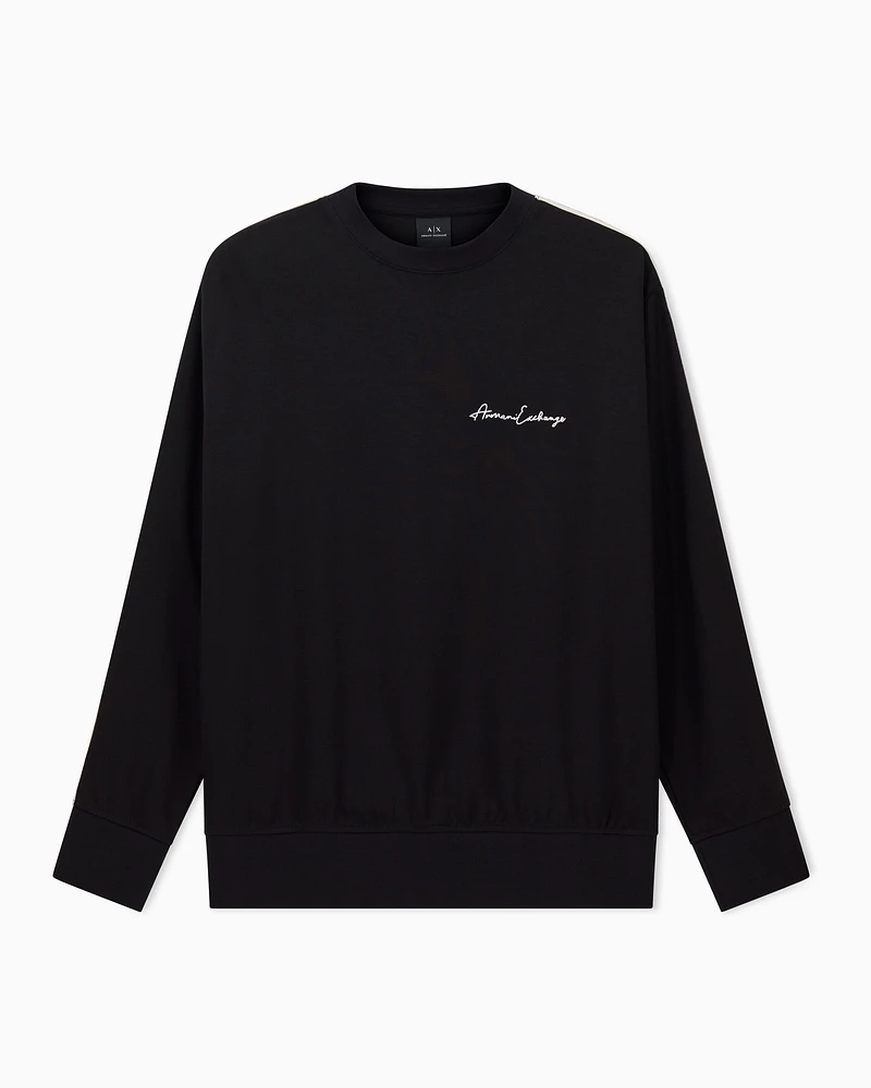 Armani Exchange - Logo Signature Crewneck Sweatshirt, Man, Black, Size: