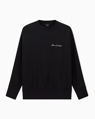 Armani Exchange - Logo Signature Crewneck Sweatshirt, Man, Black, Size: