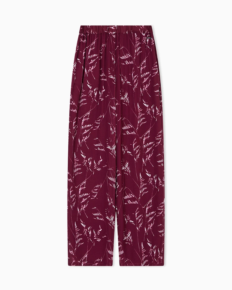 Armani Exchange - Pleated trousers chiffon foliage, Woman, Patterned, Size: