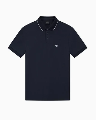 Armani Exchange - Slim fit polo shirt with logo and piping, Man, Navy_blue, Size: