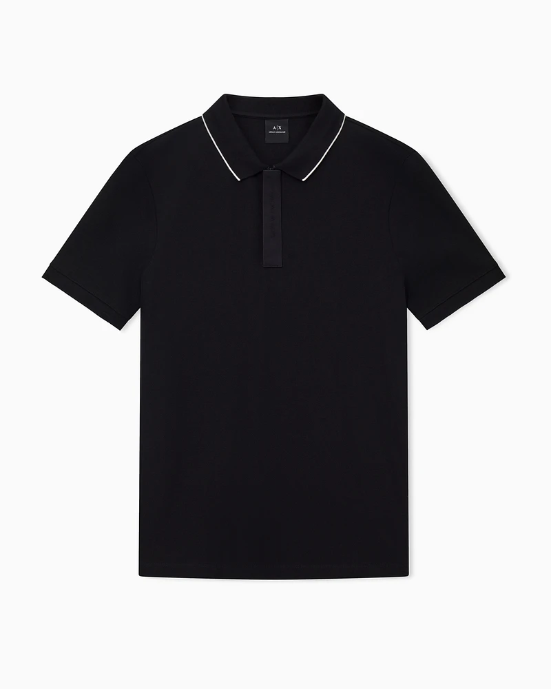 Armani Exchange - Slim fit polo with button insert, Man, Black, Size: