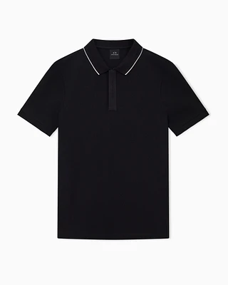 Armani Exchange - Slim fit polo with button insert, Man, Black, Size:
