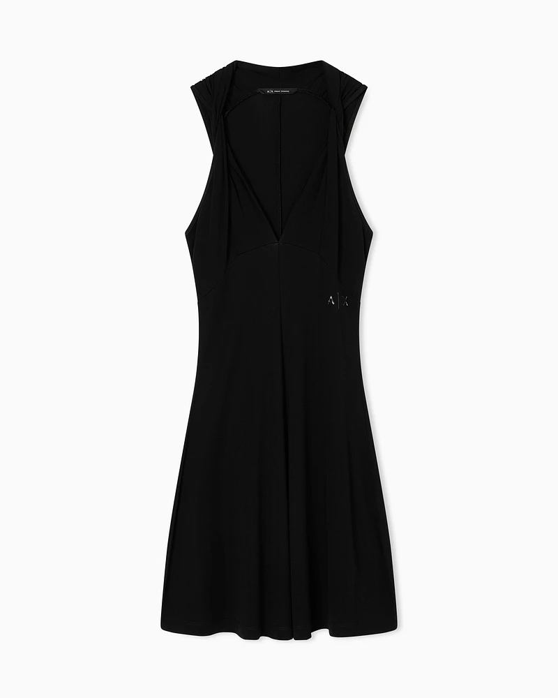 Armani Exchange - Jersey flared midi dresses, Woman, Black, Size: