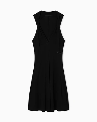 Armani Exchange - Jersey flared midi dresses, Woman, Black, Size: