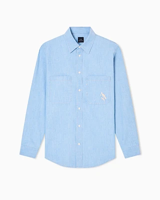 Armani Exchange - Regular fit chambray shirt, Man, Blue, Size: