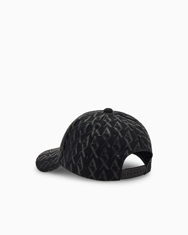 Armani Exchange - Visor cap with allover logo, Man, Black, Size: TU