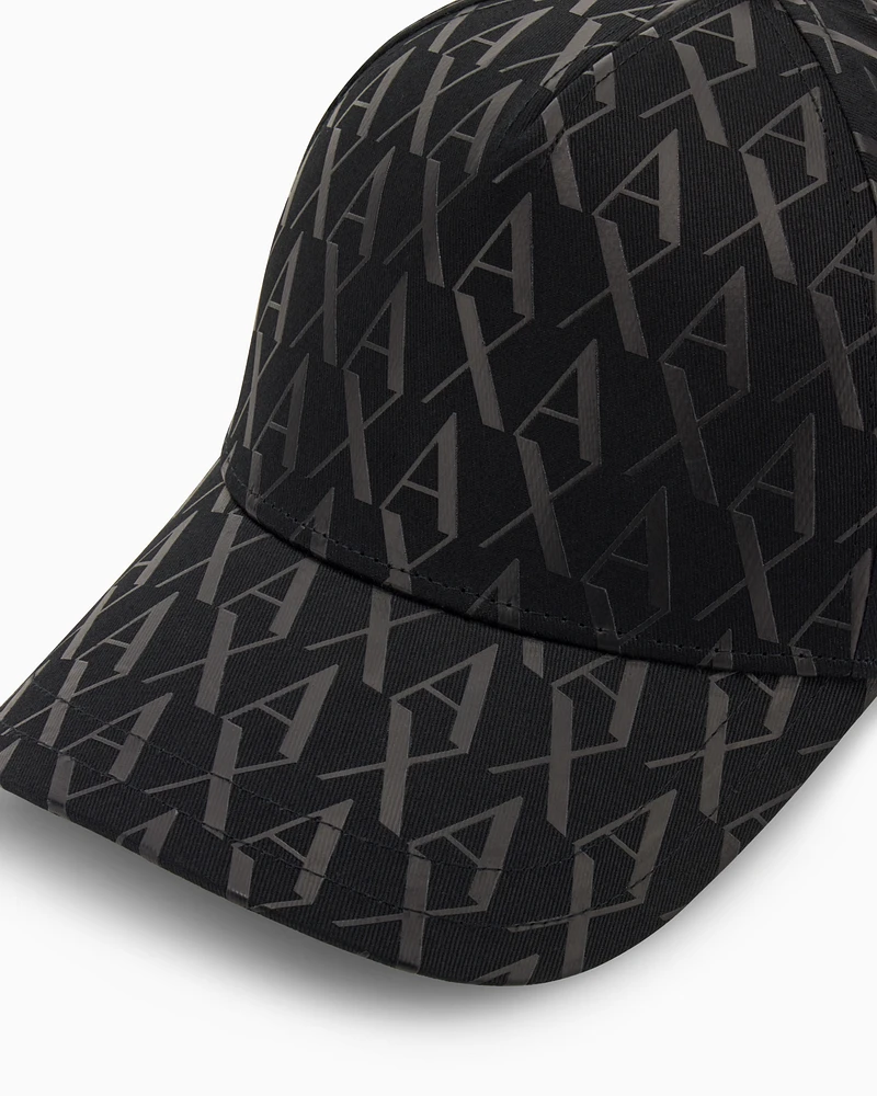 Armani Exchange - Visor cap with allover logo, Man, Black, Size: TU