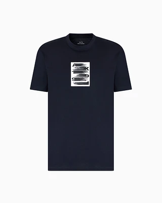 Armani Exchange - Regular fit T-shirt with abstract logo, Man, Navy Blue, Size: