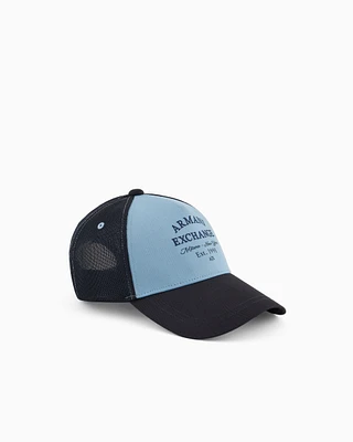 Armani Exchange - Two-tone visor hat, Man, Light Blue, Size: TU