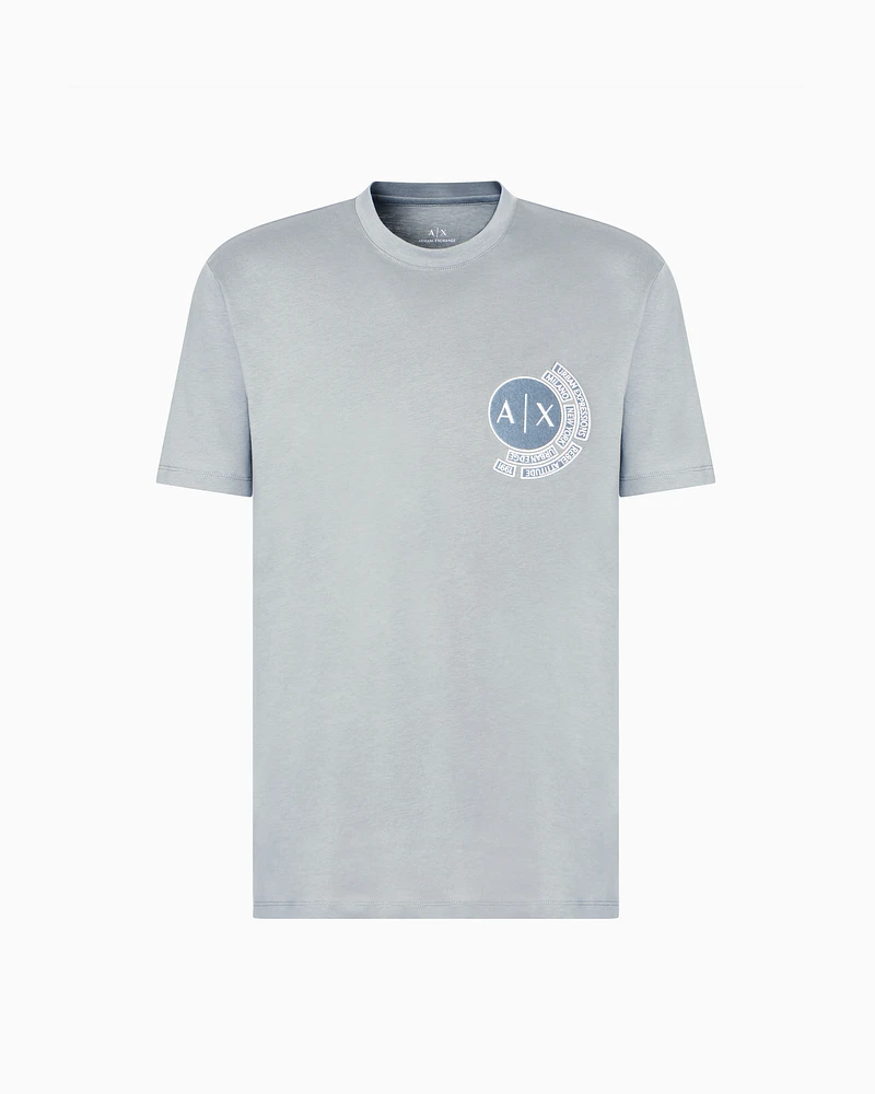 Armani Exchange - Regular fit T-shirt with logo and patch on the chest, Man, Grey, Size: